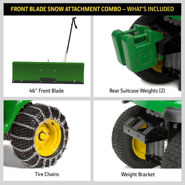 John Deere 46 in. Front Blade Snow Plow Complete Attachment Package for 100 Series Tractors with 48 in. or 54 in. Decks