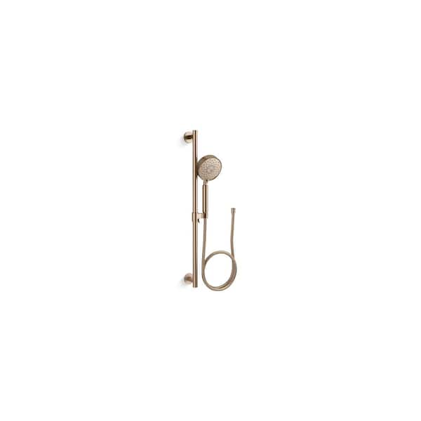 KOHLER Purist 3-Spray Patterns 2.5 GPM 5 in. Wall Mount Fixed Shower Head Handshower Kit in Vibrant Brushed Bronze
