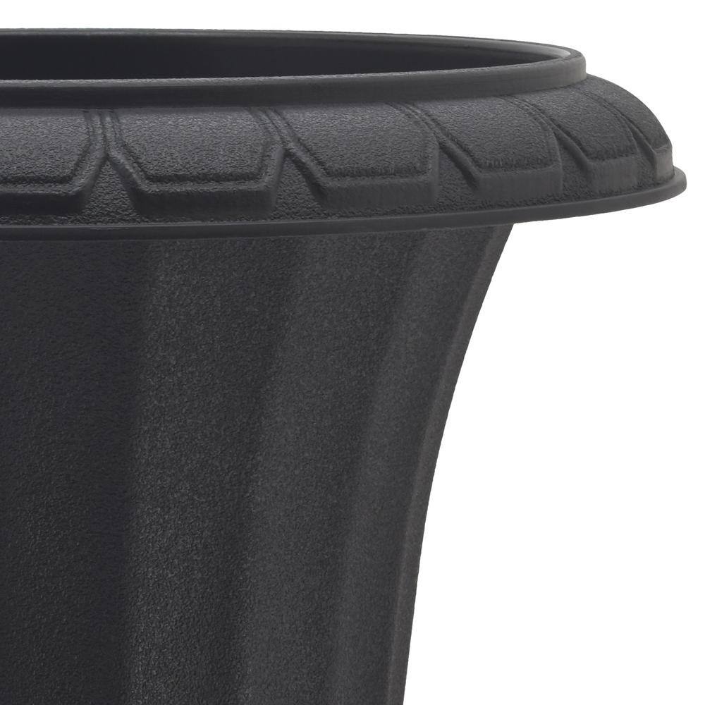 Large Black Plastic Outdoor Pedestal Urn Planter Set