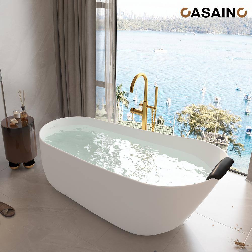 66.9'' Matte White Solid Surface Freestanding Bathtub