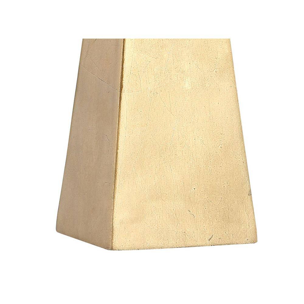Gold Resin Pyramid Table Lamp with White Cotton Shade