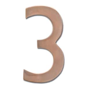 4 in. Antique Copper Floating House Number 3