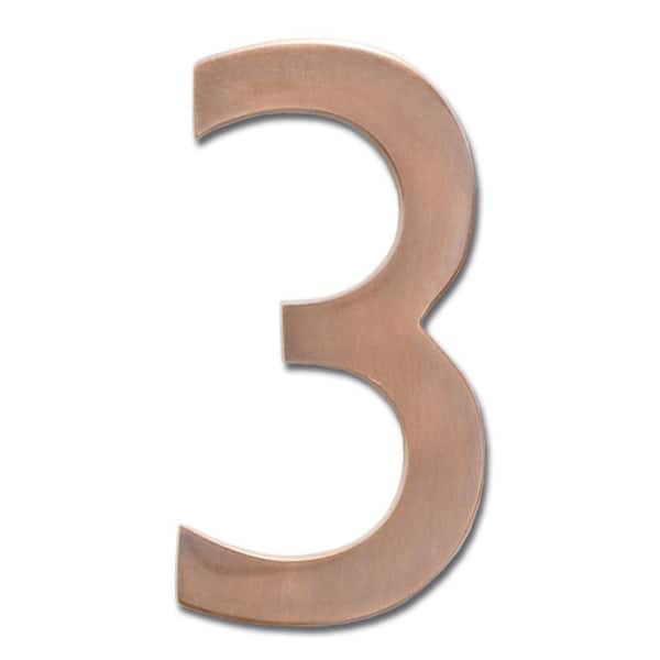 Architectural Mailboxes 4 in. Antique Copper Floating House Number 3