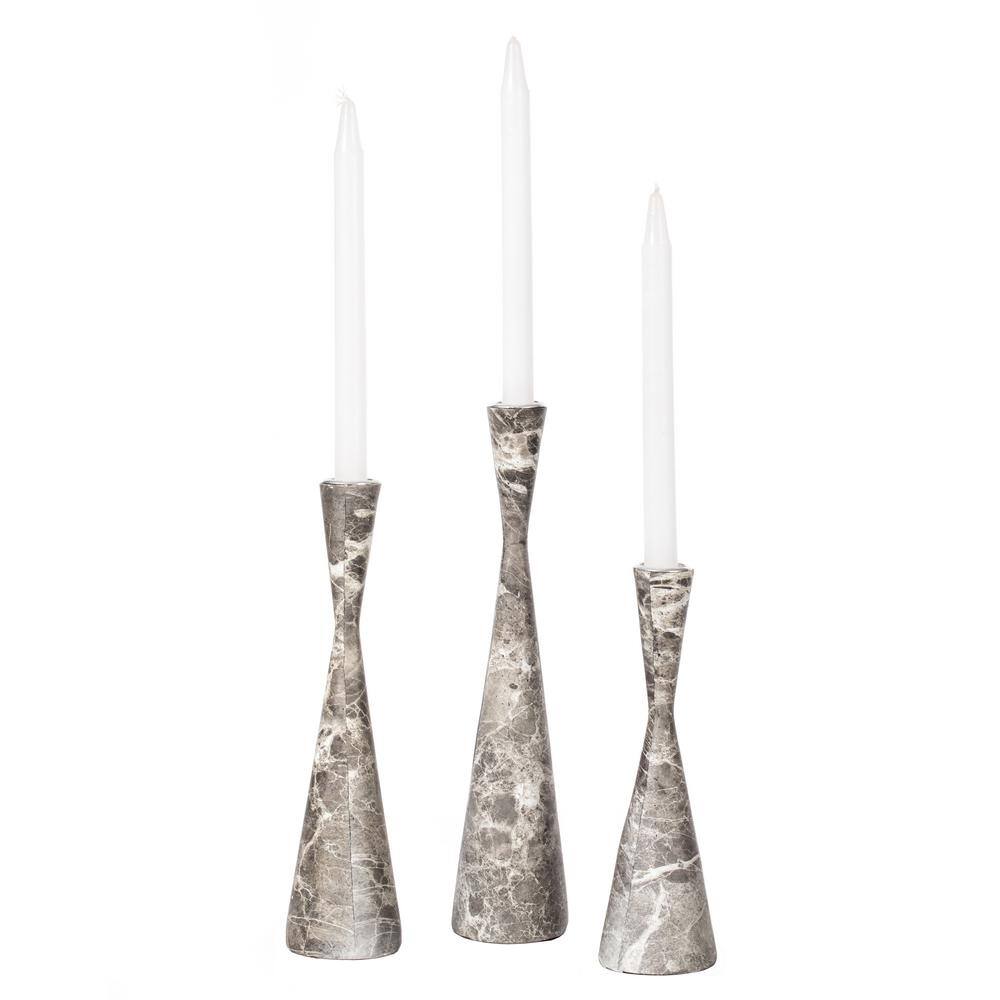 Gray Marble Resin Taper Candle Holders, Pack of 18
