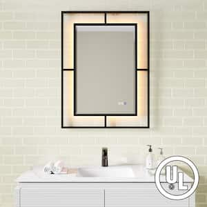 40 in. W x 30 in. H Medium Rectangular Black Framed Anti-Fog LED Wall Bathroom Vanity Mirror Lighted Mirror