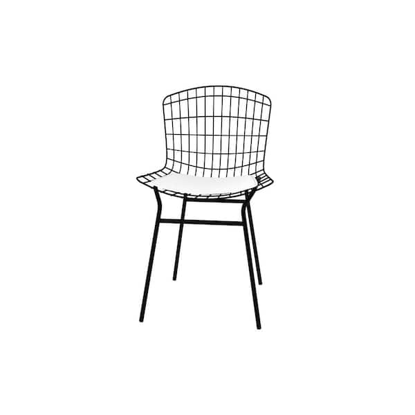 Manhattan Comfort Madeline Black Chair with White Seat Cushion