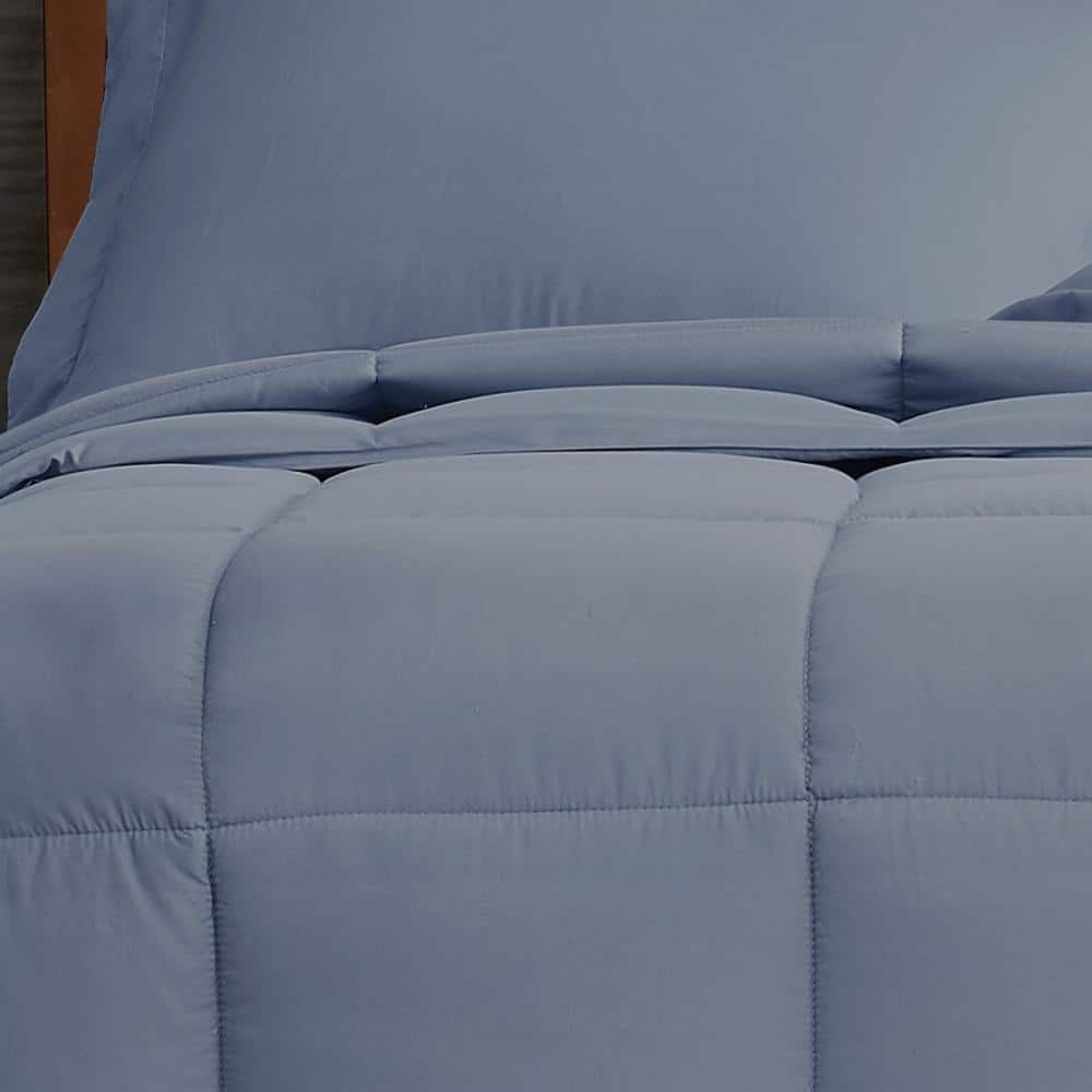King Blue Microfiber Down Alternative Bedspread Set