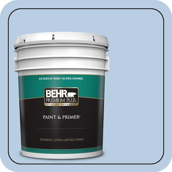 BEHR PREMIUM PLUS 5 gal. #580C-3 Impressionist Sky Semi-Gloss Enamel Exterior Paint & Primer