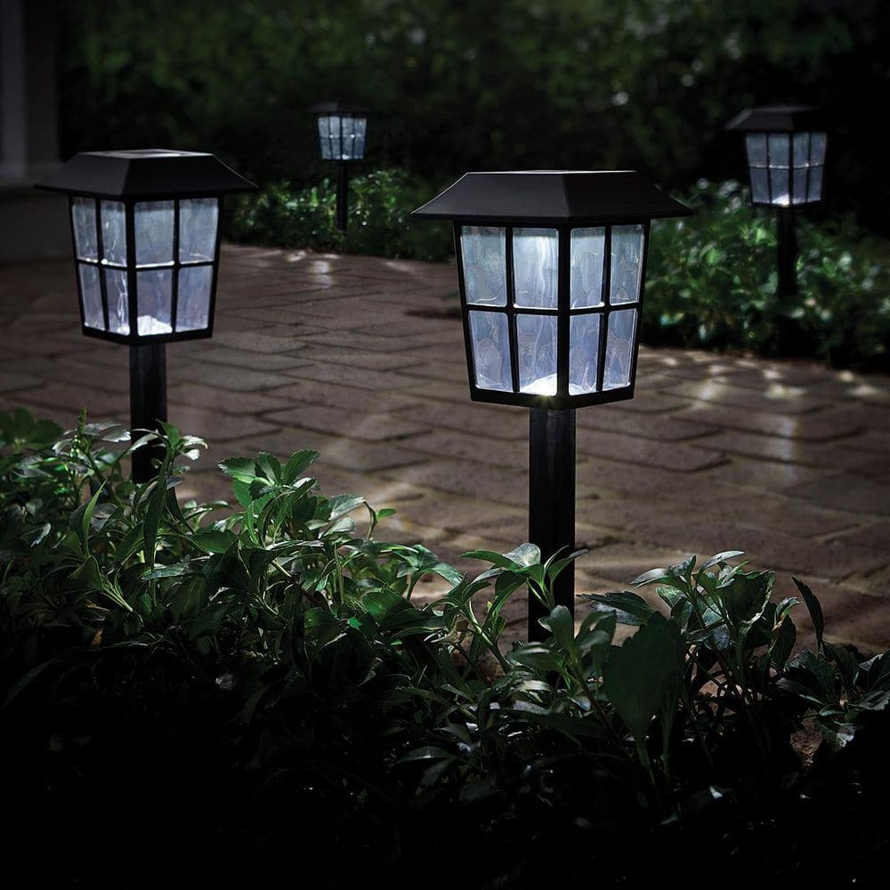 Hampton Bay Archer Black Integrated LED Weather Resistant Outdoor Solar  Path Light (4-Pack) 43237 - The Home Depot, image size:1000x1000