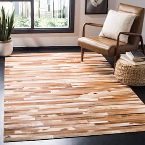 Studio Leather Tan/Ivory 4 ft. x 6 ft. Striped Abstract Area Rug