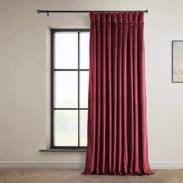 Exclusive Fabrics & Furnishings Cinema Red Heritage Plush Velvet Extrawide Room Darkening Rod Pocket Curtain 100 in. W x 96 in. L (1-Panel)
