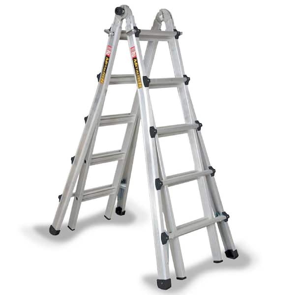 MetalTech 5-in-1 21-ft. Aluminum Telescoping Multi-Position Step Ladder, 300 lbs. Load Capacity, 22 ft. Reach, Type IA Duty Rating