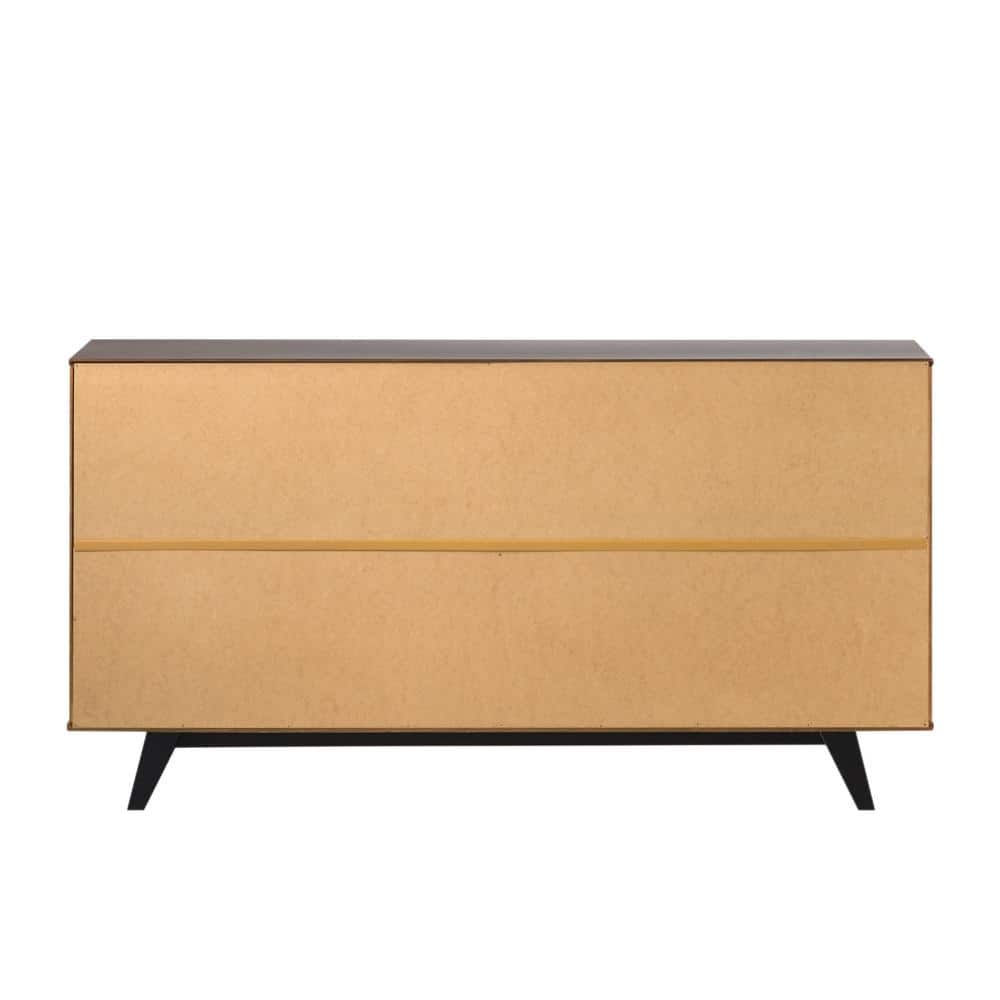 Walnut Mid-Century Modern 60" Solid Wood 6-Drawer Dresser