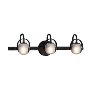 3-Light Matte Black, Clear with Opal Backing Wall Sconce