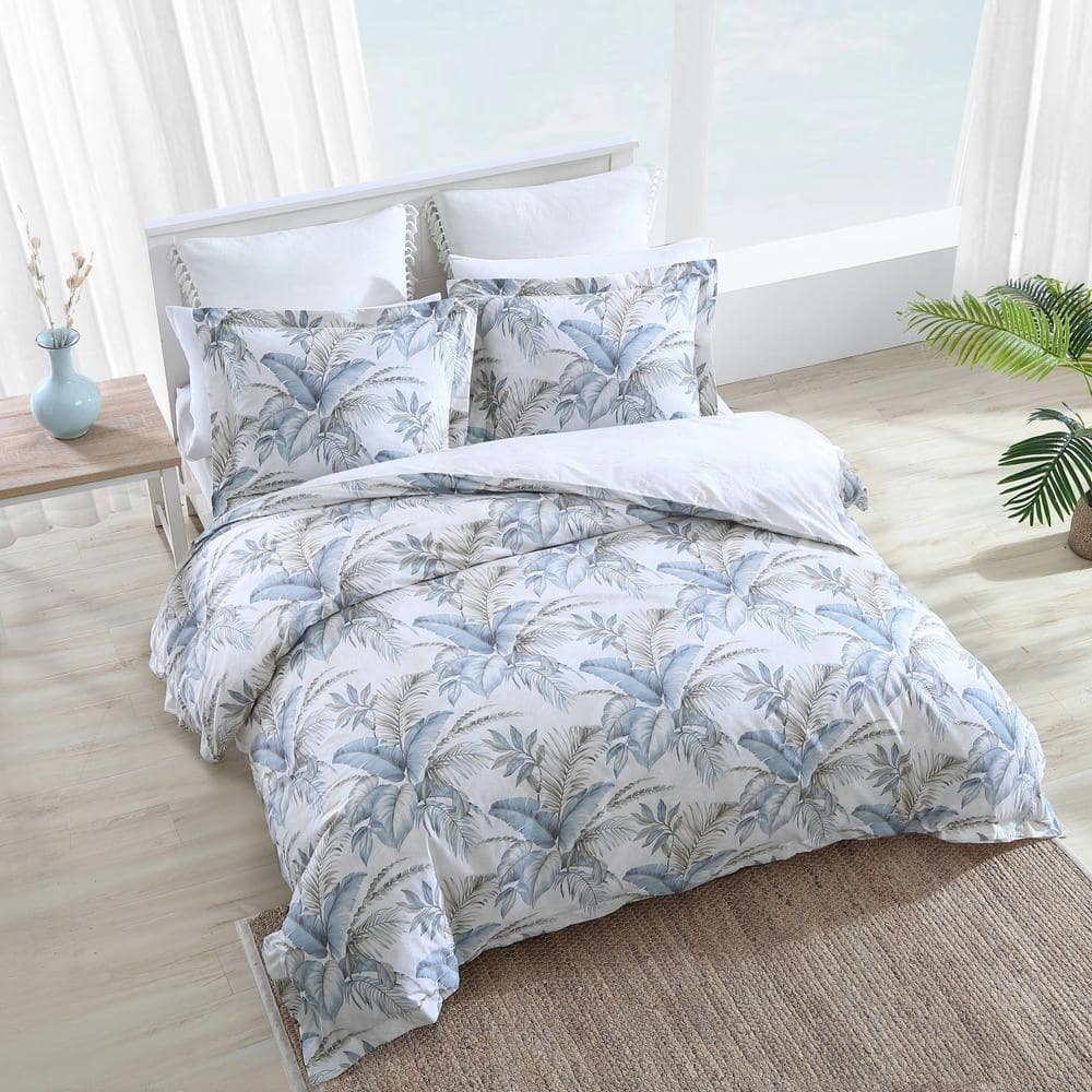 King Size Blue Cotton Tropical Marine Bedding Set