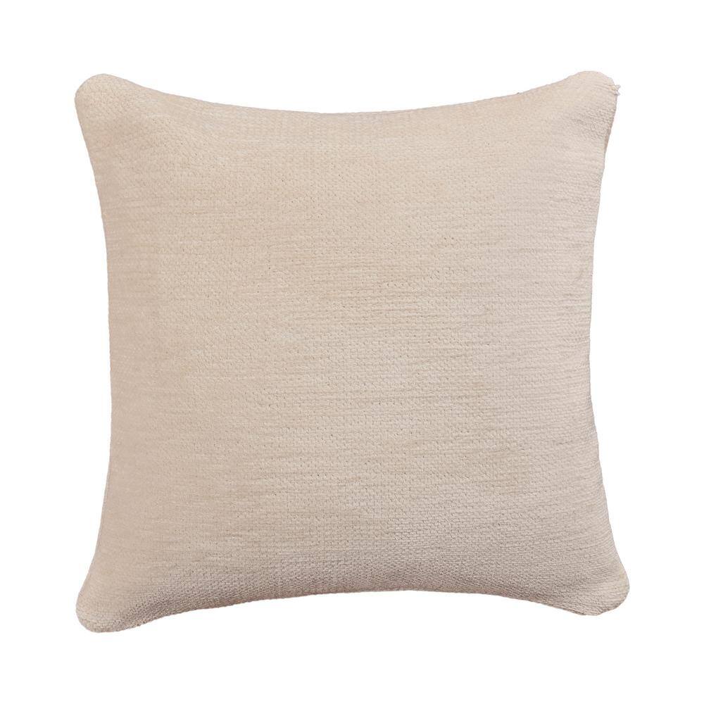 Ox Bay Yuvi Ivory Solid Machine Made Polyfill 20" x 20" Throw PIllow
