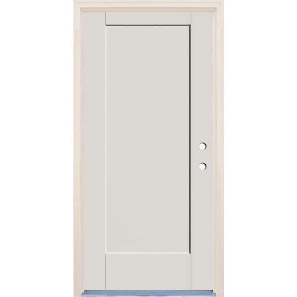 Builders Choice 36 in. x 80 in. 1 Panel Left-Hand Unfinished Fiberglass Prehung Front Door with 6-9/16 in. Frame and Nickel Hinges