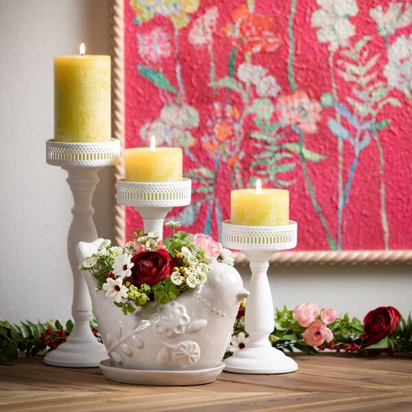 Flower Painted Candle. Painted Candle. Floral Painted Pillar