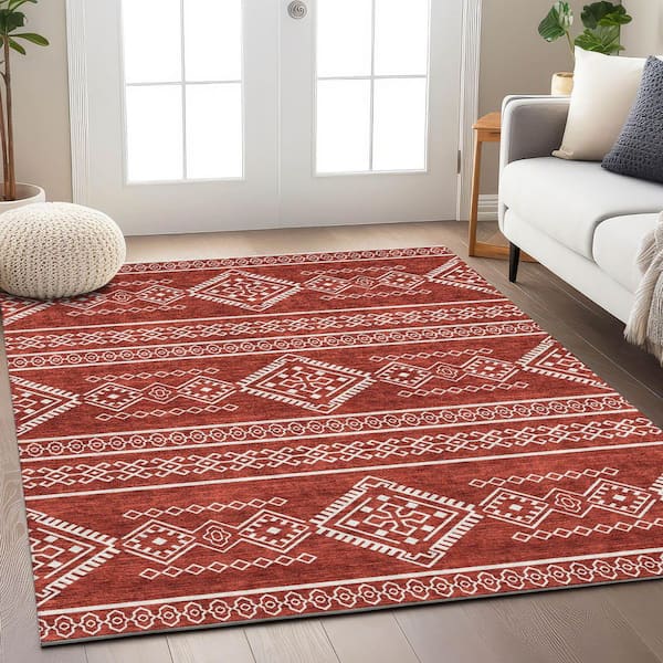 Chantille Machine Washable Indoor/Outdoor Abstract ACN901 Red 9 ft. x 12 ft. Area Rug
