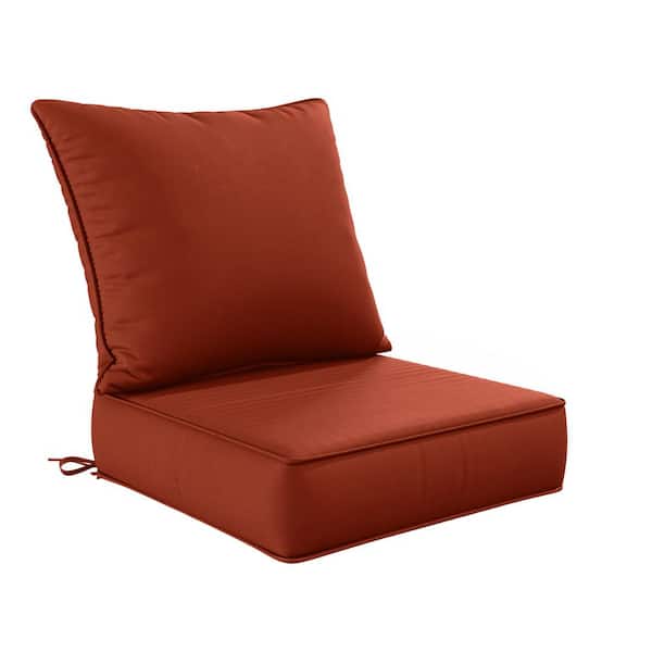 24 in. x 24 in. Deep Seat Outdoor Lounge Cushion with Backrest, Premium Waterproof Patio Furniture Cushions Terra Red
