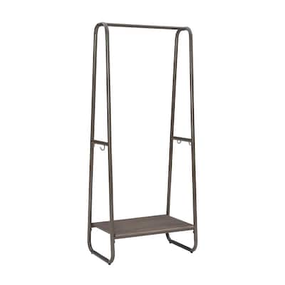 Chana Pewter Tall Metal Freestanding Coat Rack with Shelf