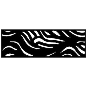 OUTDECO Waves 16 in. x 48 in. Galvanized Black Steel Decorative Screen ...