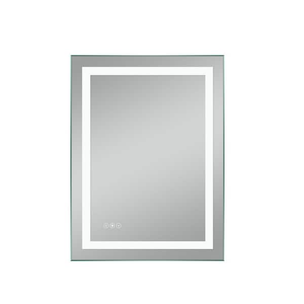 Unbranded 23 in. W x 35 in. H Single Rectangular Frameless LED Light and Anti-Fog Wall Bathroom Vanity Mirror in Silver