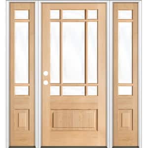 36 in. x 80 in. 3/4 Prairie-Lite Unfinished Right Hand Douglas Fir Prehung Front Door Double Sidelite