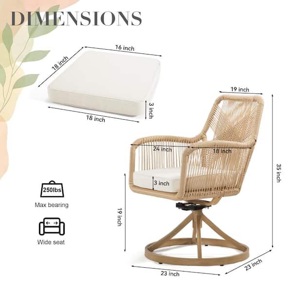 JOYSIDE 3-Piece Wicker Outdoor Patio Rocking Lounge Chair with