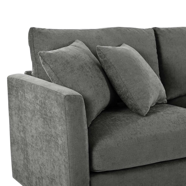 Polibi 111.4 in. Square Arm Polyester Sectional Sofa with 3