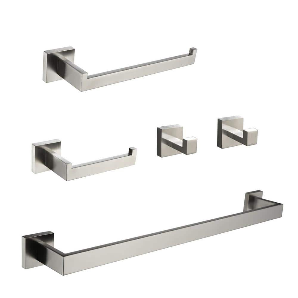 EPOWP 5-Piece Bath Hardware Set 23 in. Towel Bar, Toilet Paper Holder ...