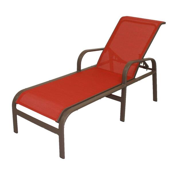 Unbranded Marco Island Brownstone Commercial Grade Aluminum Patio Chaise Lounge with Metallica Salsa Sling