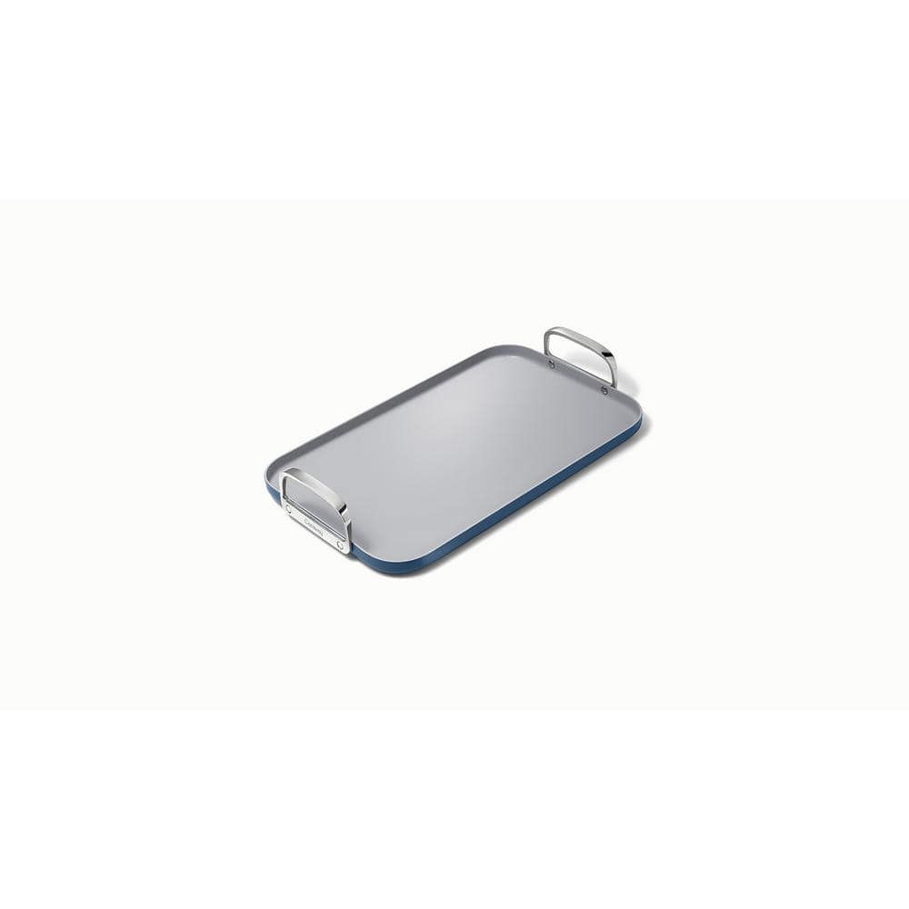 Navy Ceramic Nonstick Double Burner Griddle with Stainless Steel Handles