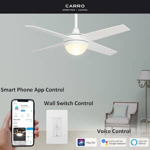 Nova 52 in. Integrated LED Indoor White Smart Ceiling Fan with Light Kit and Wall Control, Works with Alexa/Google Home