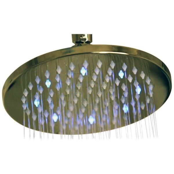 Unbranded 1-Spray 8 in. Filtered Showerhead in Satin Nickel with LED Lights