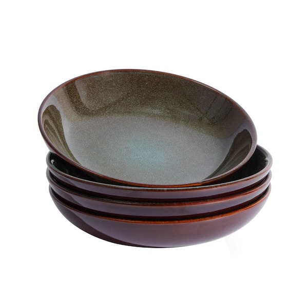 32 fl. oz. Brown Ceramic Salad, Dessert, Pasta and Soup Bowls for Kitchen, Scratch Resistant (Set of 4)