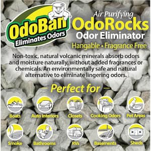 32 oz. OdoRocks Natural Volcanic Rock Odor Eliminator, Unscented Non-Toxic Rechargeable Odor Absorber Bag for Car & Home
