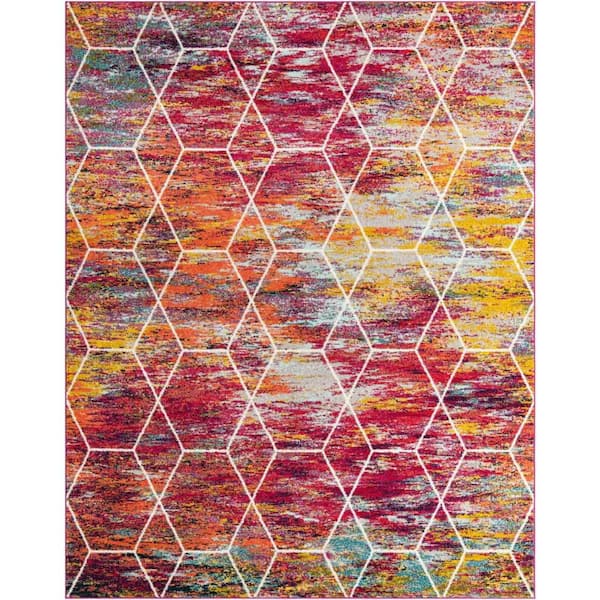 Trellis Frieze Geometric Multi 8 ft. x 10 ft. Area Rug