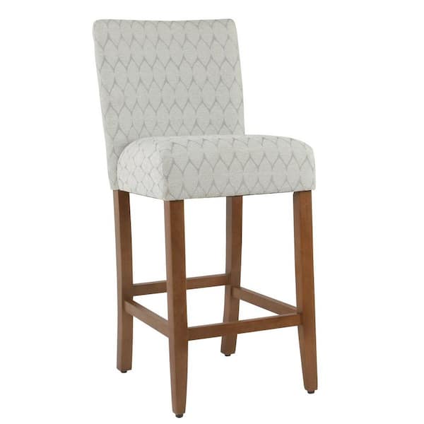 Homepop Parsons Modern Geo Gray Upholstery 29 in. Bar Height barstool
