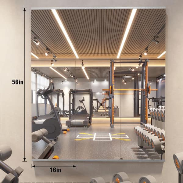 3-Pieces 16 in. W x 56 in. H Modern Rectangle Frameless Wall-Mounted Dance Mirror Garage Gym Mirror