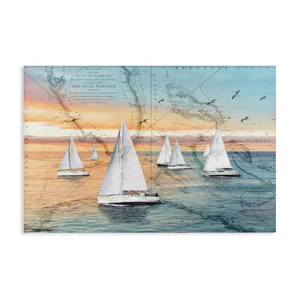 Nautical Ships and Vintage Map by Amber Sterling Unframed Travel Graphic Art Print 30 in. x 45 in. price history on PriceWatchPro