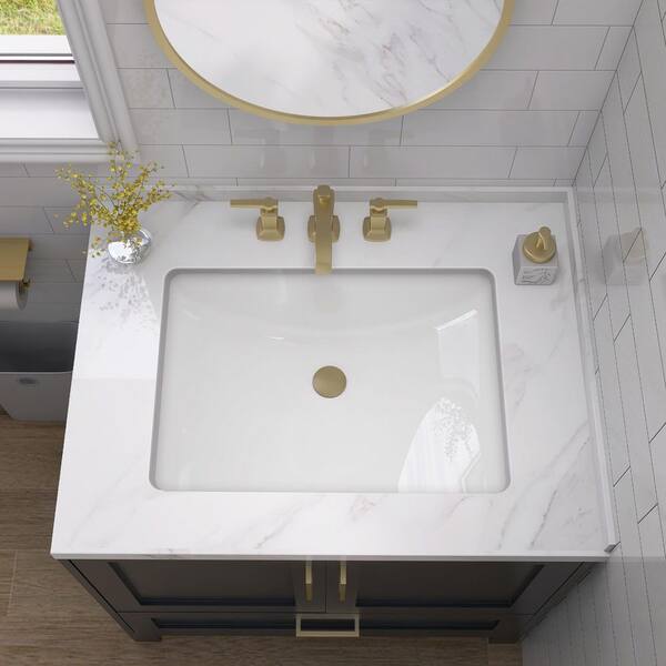 Zeafive 18 in. L Rectangular Bathroom Sink in White Ceramic