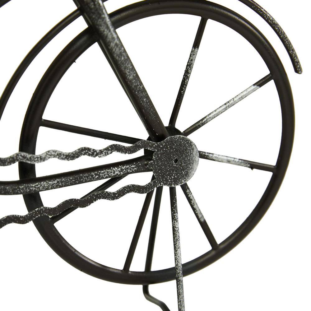 Country Cottage Black and White Metal Bicycle Clock Set