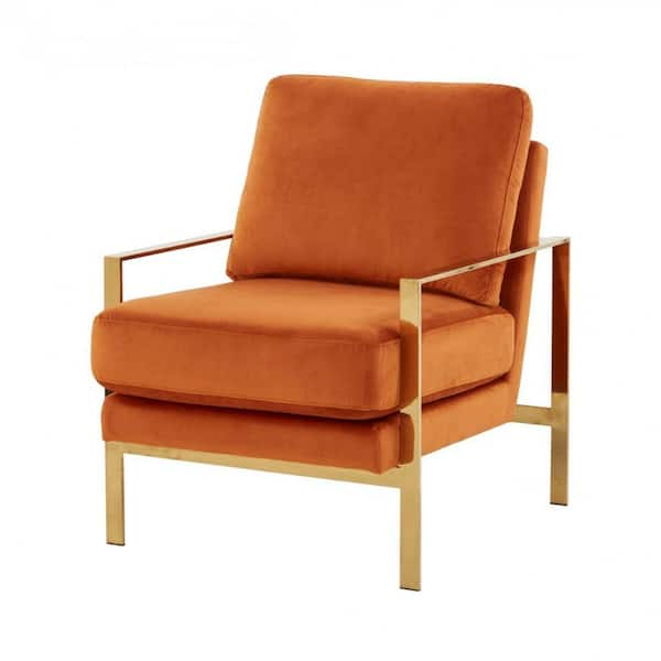 HomeRoots Valerie Orange Velvet Arm Chair 2000473854 The Home Depot