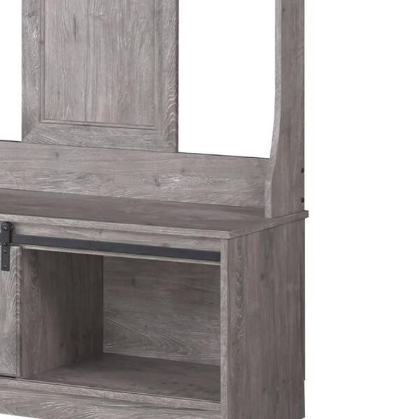 Unbranded - Hawksbury Gray Oak Hall Trees with Cabinets