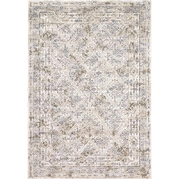 Dynamic Rugs Chateau 2 ft. 2 in. x 7 ft. 7 in. Beige/Blue Modern Shrink Polyester/Viscose Indoor Area Rug