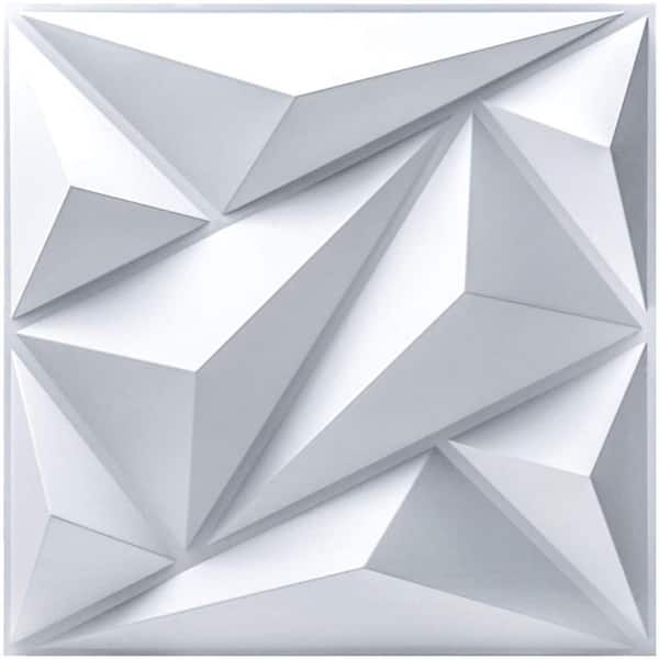 Art3d Decorative Diamond Shape 19.7 in. x 19.7 in. PVC Seamless 3D Wall Panel in White 12-Panels