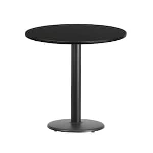 Stiles Black Wood Laminate 18 in. Pedestal Dining Table for 3