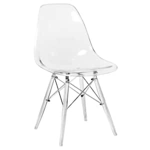 Dover Modern Plastic Dining Chair With Clear Acrylic Base in Clear