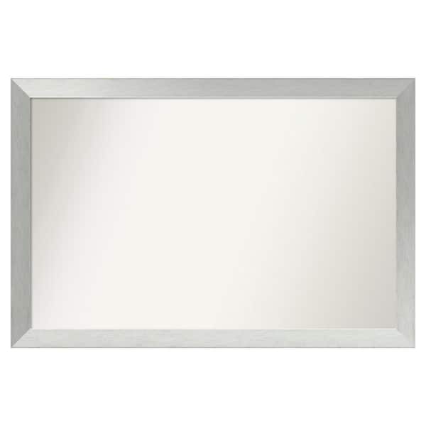 Amanti Art Brushed Sterling Silver 48 in. x 32 in. Custom Non-Beveled Wood Framed Bathroom Vanity Wall Mirror